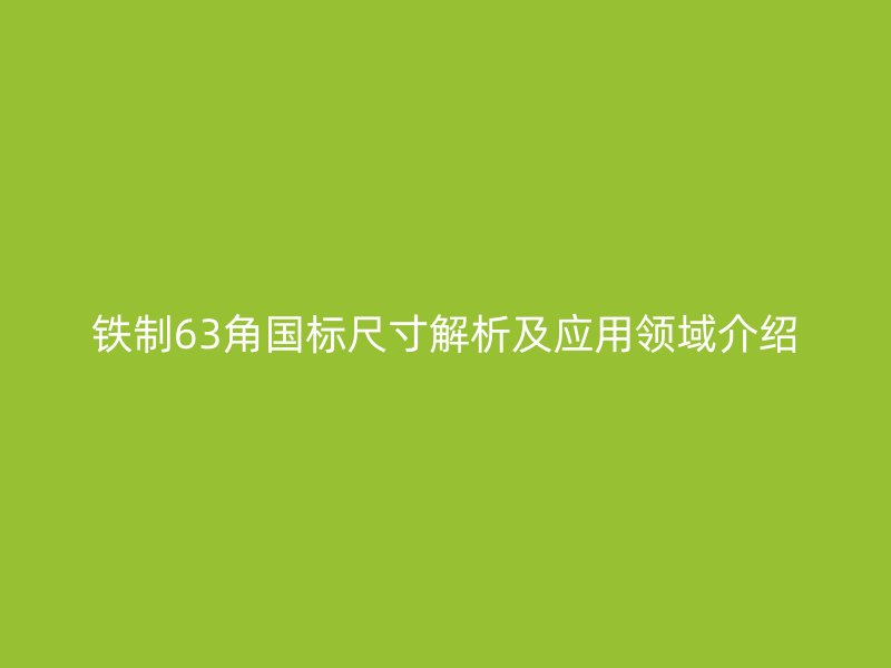鐵制63角國(guó)標(biāo)尺寸解析及應(yīng)用領(lǐng)域介紹